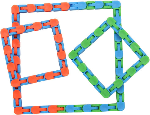 Yeetec 24 Pack 24 Links Wacky Tracks Snap and Click Fidget Toys, Finger Sensory Toys, Snake Puzzles for Stress Relief, Party Bag Fillers, Party Favours, Random Color