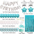Teal Blue Birthday Decorations for Women Girl - Teal Blue and Silver Birthday Balloons Kit,Turquoise Birthday Party Decoration