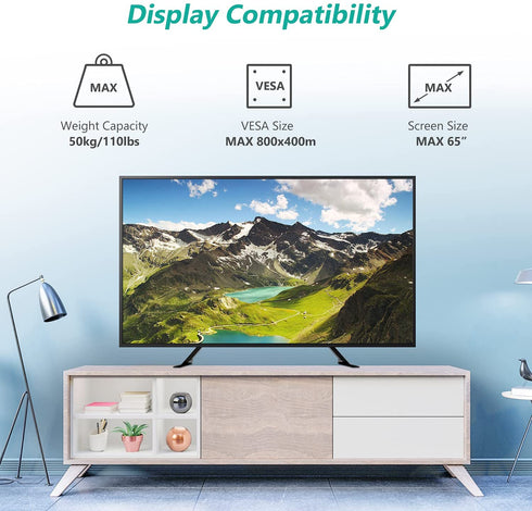 WALI Universal TV Stand Tabletop, for Most 22 to 65 inch LCD Flat Screen TV, VESA up to 800 by 400mm (TVS001), Black