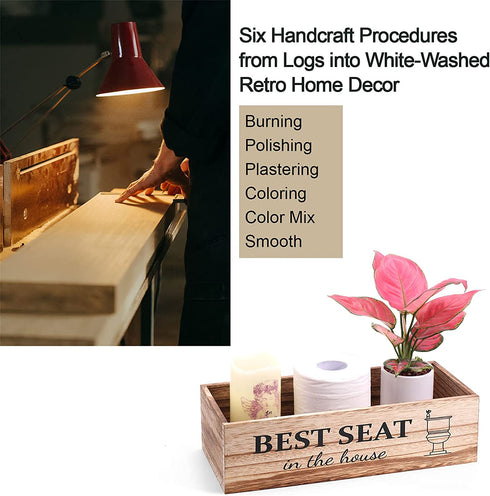 CuffUp Bathroom Decor Box,2 Sides Signs Farmhouse Bathroom Decor Toilet Paper Storage Larger Box 15.2W 6.4DRustic Farmhouse Home Decor for Livingroom Kitchen,Counter Table Decor
