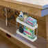 SPACEKEEPER Under Sink Organizers Storage, Bathroom Under Sink Shelf Basket, 2 Tier Bath Organizers and Storage Rack with Hooks, Under Kitchen Sink Shelf Multi-purpose, White