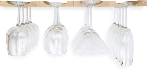 Rustic State Vigo Under Cabinet Mount Wood Stemware Rack 12 Inch Long Natural