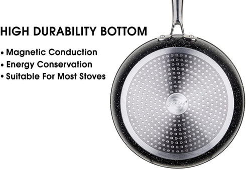 JEETEE 9.5 Inch Frying Pan Nonstick Skillet Marble Stone Pan Induction Cookware PFOA Free, Oven Safe