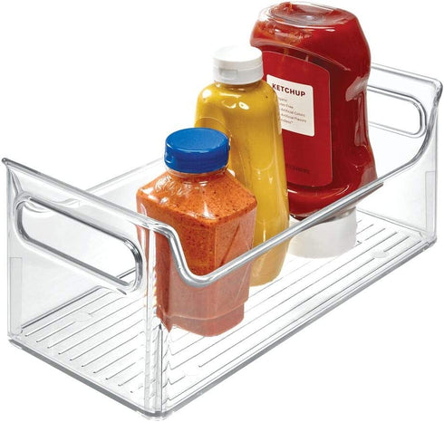iDesign 72530 Fridge Plastic Storage Organizer Bin with Handles, Clear Container for Food, Drinks, Produce, Pantry Organization, BPA-Free, 5.5" x 11.25" x 5", Clear