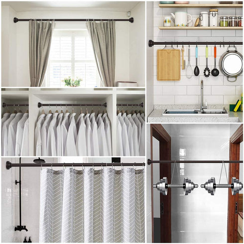 Ausemku Shower Curtain Rod Tension - 26-40 Inch Never Rust Non-Slip Spring Tension Curtain Rod No Drilling Stainless Steel Curtain Rod Use Bathroom Kitchen?Brown?