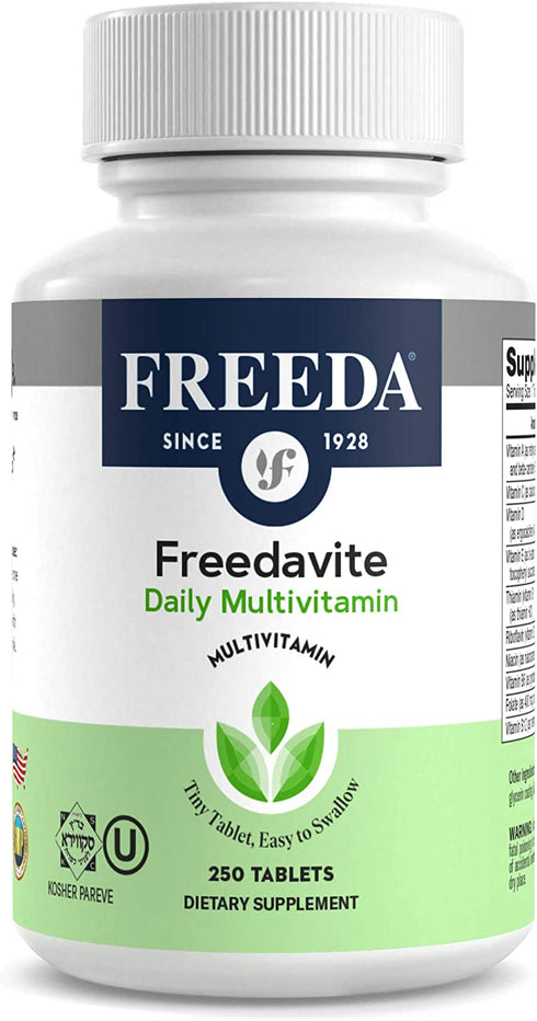 Freedavite Tiny Tablet - Moderate Multivitamin for Men and Women - Vitamin A, C, D, E, B1, B2, B6, B12, Biotin, Calcium, Zinc, Iron, Magnesium, Manganese, Copper, Selenium, Iodine - 250 Count