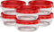 Elegant Disposables (8 Ounce 10 Pack) Twist cap Deli Containers Clear Bottom With Red Top Screw on Lids Twist Top Food Storage Freezer Containers