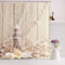 Nautical Shower Curtain Coastal Sea Shell Fishing Net Marine Ocean Beach Theme Bathroom Decor Lighthouse Starfish Bathroom Accessory with Hooks