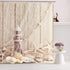 Nautical Shower Curtain Coastal Sea Shell Fishing Net Marine Ocean Beach Theme Bathroom Decor Lighthouse Starfish Bathroom Accessory with Hooks