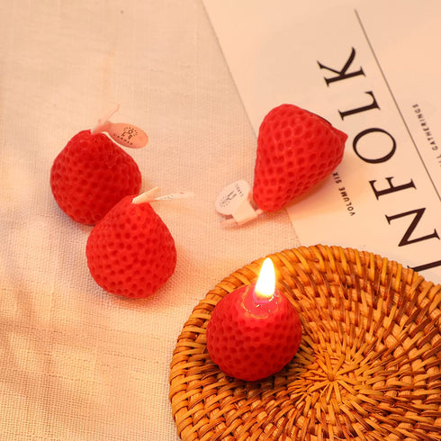 Nuanchu 8 Pieces Valentine Day Red Strawberry Candle Strawberry Shaped Scented Candle Mini Soy Wax Candle Small Scented Candle Wax Decorative Candle for Bedroom Bathroom Decoration Parties, 2 Packs