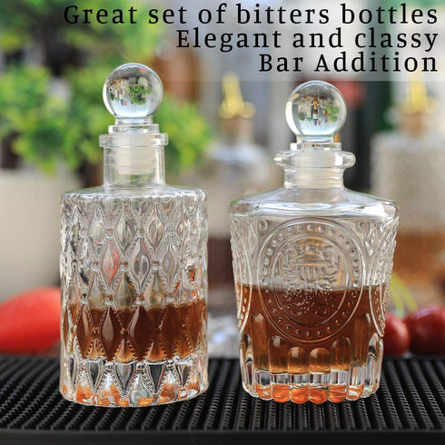 SuproBarware Bitters Bottle Set of 2?Glass Dasher Bottle, Decorative Bottle for Cocktail with Gold Dash Top
