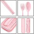 Lnrkai Travel Utensil Set with Case, 4 Sets Wheat Straw Reusable Spoon Chopstick Forks Tableware, Eco Friendly Non-Toxin BPA Free Portable Cutlery for Kids Adult Travel Picnic Camping or Daily Use