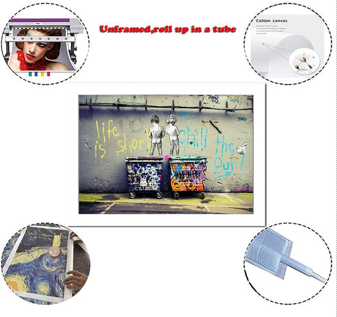FINDEMO Banksy Street Graffiti Canvas Art Poster and Wall Art Picture Print Modern Family Bedroom Decor Posters 16x24inch(40x60cm)