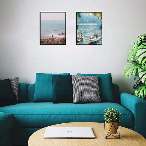 Frametory, 11x14 Aluminum Frame for 8x10 Picture with Ivory Mat for Photos Wall Display Sawtooth Hangers, Swivel Tabs Portrait/Landscape Display Great for Photos, Artworks (Black, 1-Pack)