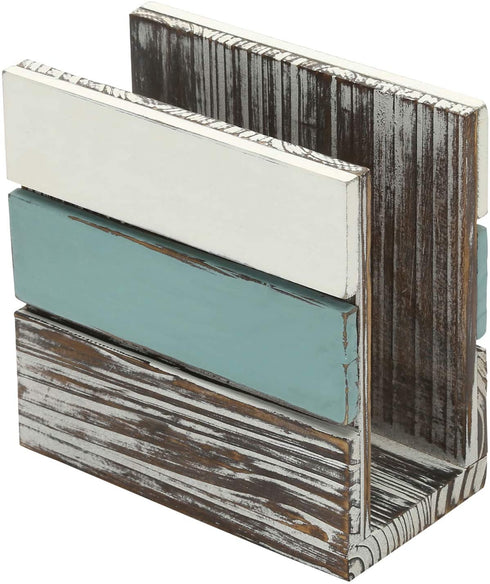 MyGift Rustic Napkin Holder Torched Wood Home Kitchen Napkin Dispenser Rack with Mixed Color Design