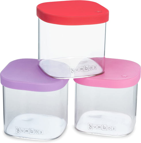 Yumbox Chop Chop Glass Meal Prep Food Storage Cubes 12oz - Juicy Pink