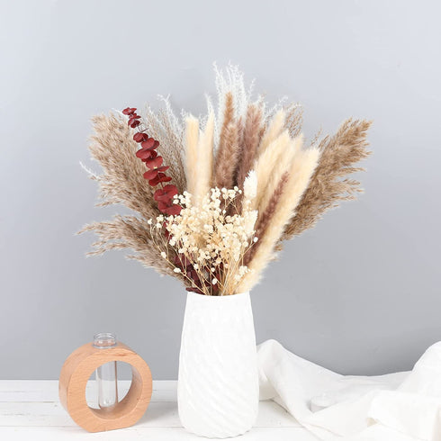 lulute Pampas Grass-Natural Pampas Grass Decor-Pompous Grass 17.9" Tall-Dried Pampas Grass for Boho Decor-Fluffy pompous Floral for Pampas Grass vase-Natural Bouquet of Dried Flowers and Grasses