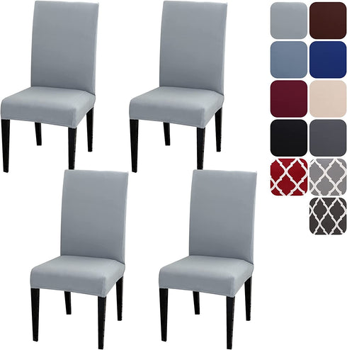TMEOG 4/6Pcs Chair Cover Stretch Removable Washable Armless Dining Room Chair Protector Cover Seat Slipcovers Solid Color/Printed for Hotel,Ceremony,Banquet,Kitchen,Restaurant,Home