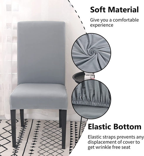 TMEOG 4/6Pcs Chair Cover Stretch Removable Washable Armless Dining Room Chair Protector Cover Seat Slipcovers Solid Color/Printed for Hotel,Ceremony,Banquet,Kitchen,Restaurant,Home