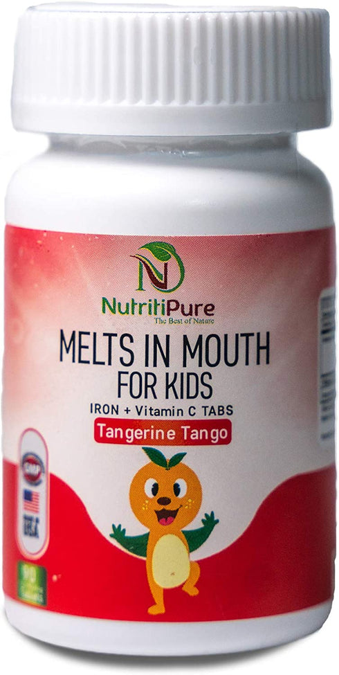 Kids Chewable Iron Supplement (Ferronyl®/Carbonyl Iron 9 mg with Vitamin C 30 mg) Tablet in Tangerine Tango Orange Flavor 90 Count (1 Bottle)