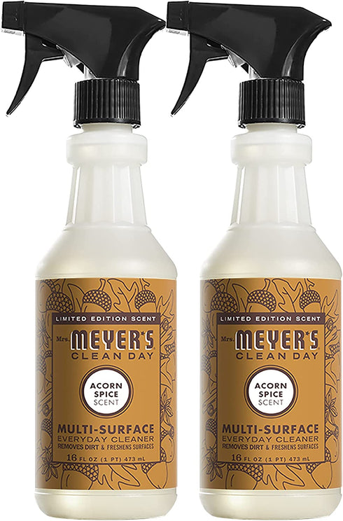 Mrs. Meyers Clean Day Multi Surface Everyday Cleaner, Acorn Spice Scent, Limited Edition Scent, Removes Dirt & Freshens Surfaces, 16 FL OZ Spray (Pack of 2)