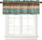 Teal Turquoise Curtain Valance for Windows/Living Room/Kitchen/Bathroom/Farmhouse, Rustic Wood Board Green Brown Short Rod Pocket Tier Curtain Window Treatment, 1 Panel 54x18