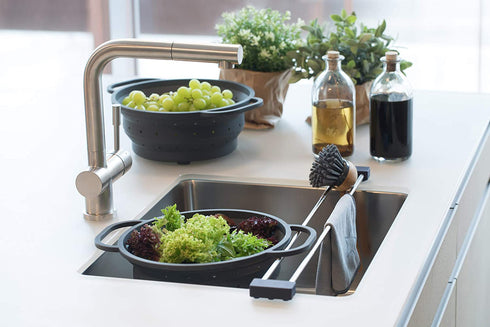 Sanni Shoo drip.line | Drip Tray/Rack, Practical, Multifunctional Kitchen Rack for Storing dishcloths and Brushes hygienically, drip Drying Bottles, extendable, Heat-Resistant (Anthracite, Pure)