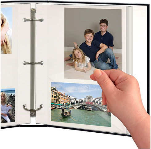 Pioneer Photo Albums Magnetic Self-Stick 3-Ring Photo Album 100 Pages (50 Sheets), Navy Blue