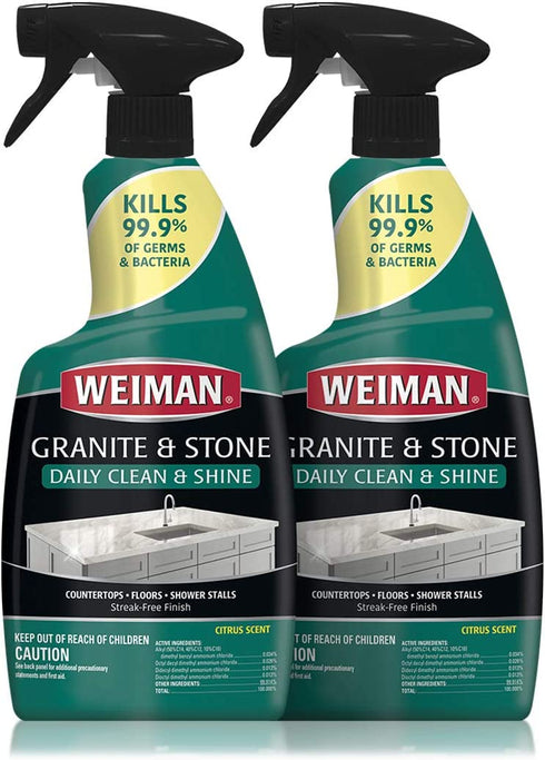 Weiman Disinfectant Granite Daily Clean & Shine 32 Ounce (2 Pack) Safely Clean Disinfect and Shine Granite Marble Soapstone Quartz Quartzite Slate Limestone Corian Laminate Tile Countertop