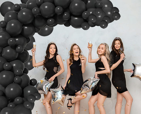 Mobacurty Black Party Balloons Garland Arch Kit, 100Pcs 12Inch and 5Inch Party Decoration Latex Matte Black Balloons for Wedding Graduation Baby shower Birthday Party Decorations Supplies