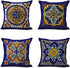 Semtomn Set of 4 Linen Throw Pillow Covers Spanish Talavera Exotic Geometry Dark Retro Ethnic Home Decorative 20"x20" Flax Pillow Cases Cushion Square Pillowcases