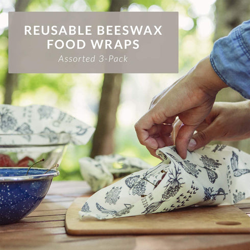 Bee's Wrap - Assorted 3 Pack - Made in The USA with Certified Organic Cotton - Plastic and Silicone Free - Reusable Beeswax Food Wraps in 3 Sizes (S,M,L)