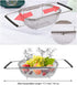AJIODA Over The Sink Colander, 4 Quarts Stainless Steel Oval Colander with Expandable Rubber Grip Handles, Fine Mesh Strainer Baskets Kitchen Colander for Strain, Drain, Rinse Vegetables, Fruits