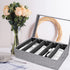 Flatware Storage Case - 5 Compartment Tableware Cutlery Container Chest with Removable PVC Lid and Easy to Carry Handles,Large Capacity Utensils,Silverware,Flatware Box(Light Grey)