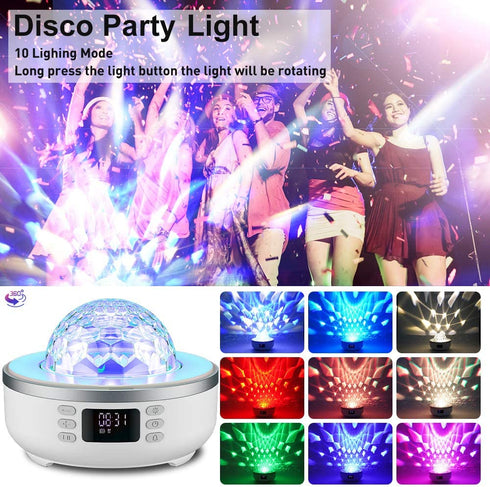Pofeite Star Projector Galaxy Night Light for Bedroom Ceiling Bluetooth Speaker Alarm Clock FM Radio 360 Degree Rotation with 6 Films Dimmable Warm Light&7 Color Changing Gift Girl Boy Women