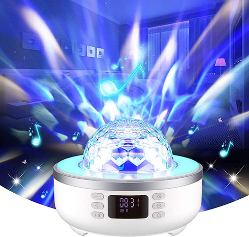 Pofeite Star Projector Galaxy Night Light for Bedroom Ceiling Bluetooth Speaker Alarm Clock FM Radio 360 Degree Rotation with 6 Films Dimmable Warm Light&7 Color Changing Gift Girl Boy Women