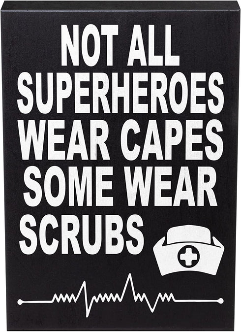JennyGems Nurse Gifts, Nurse Appreciation, Not All SuperHeroes Wear Capes Some Wear Scrubs, Nurse Signs, Nursing Decor, 6x8 in, Made in USA