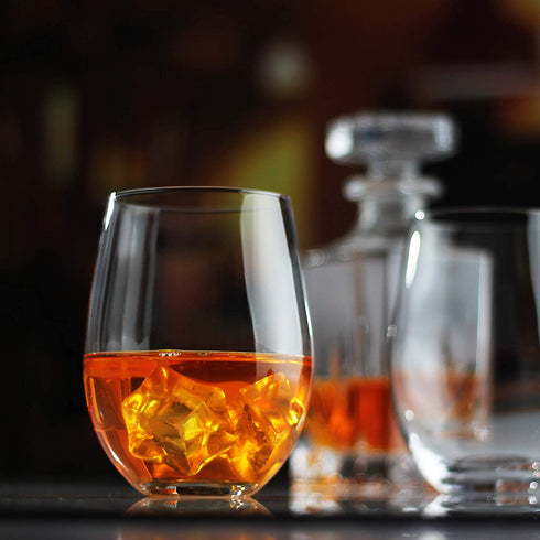 LUXU Stemless Wine Glasses(Set of 4)-20 oz,Crystal Wine Cups for Red or White Wine,Large Water Juice Glasses,No Stem Glass Beverage Cups,Clear Drinking Tumblers for Any Occasion