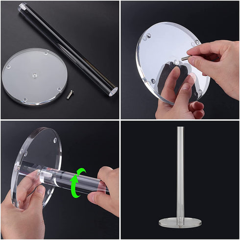 Worhe Clear Acrylic Paper Towel Holders 5.9" Diameter Thickening Sturdy Base, for Kitchen Bathroom Vanity Countertop , Paper Towel Dispenser for Tear Paper Towel Roll 1 Pack(YGC001)