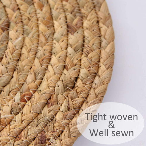 CY SISTERS Woven Placemats Set of 2, Round Placemats for Dining Table, 100% Water Hyacinth, Natural Farmhouse Braided Placemats Wicker Rustic Place Mats, Home, Wedding, Perfect for Indoor Outdoor 14€œ
