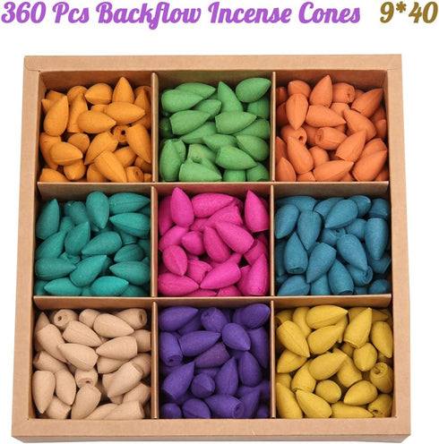 OTOFY Backflow Incense Cones 360 Pcs of 100% Natural Scents Waterfall Incense Rose Tulip Jasmine Lavender Rose for Backflow Incense Burner Holder Natural | Meditation & Yoga Gift