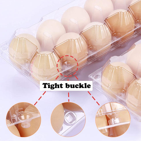 HILELIFE Plastic Egg Cartons Bulk - 40 Pack Clear Plastic Egg Carton Holds Up to 12 Eggs - 1 Dozen, Reusable Egg Carton for Family Pasture Chicken Farm, Refrigerator Storage