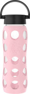 Lifefactory 22-Ounce BPA-Free Glass Water Bottle with Classic Cap and Protective Silicone Sleeve, Desert Rose