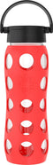 Lifefactory 22-Ounce BPA-Free Glass Water Bottle with Classic Cap and Protective Silicone Sleeve, Poppy