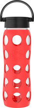 Lifefactory 22-Ounce BPA-Free Glass Water Bottle with Classic Cap and Protective Silicone Sleeve, Poppy