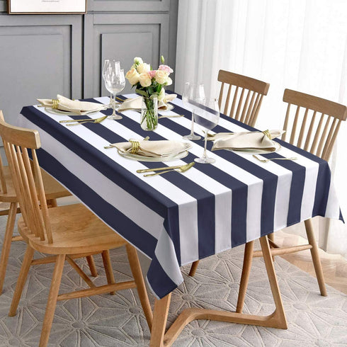 ASPMIZ Blue and White Striped Tablecloth for Rectangle Tables, Geometric Line Waterproof Table Cloth for Kitchen Dining Room, Tablecloth Rectangle 60? x 84?