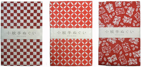 Miyamoto Komon Tenugui Towel 3 Type Set(Ichimatsu,Shippou,Luckey Cat)