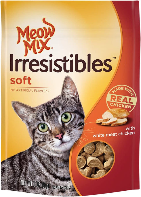 Meow Mix Irresistibles Soft Cat Treats with Real White Meat Chicken, 3 oz