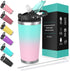 physiuo Stainless Steel Tumbler with Lid and Straw 20oz, Vacuum Insulated Coffee Tumbler Cup, Travel Coffee Mug, Double Wall Travel Mug with Splash Proof Lid, Ombre