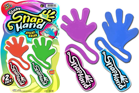 JA-RU Sticky Hands Stretchy Snap Smack Toys (1 Packs 2 Hands) Fidget Toy Great Sticky Hand Party Favors Birthday Toy Supplies for Kids, Bulk Toys, Stocking Stuffers, Goody Bags. Prank Gag. 315-1